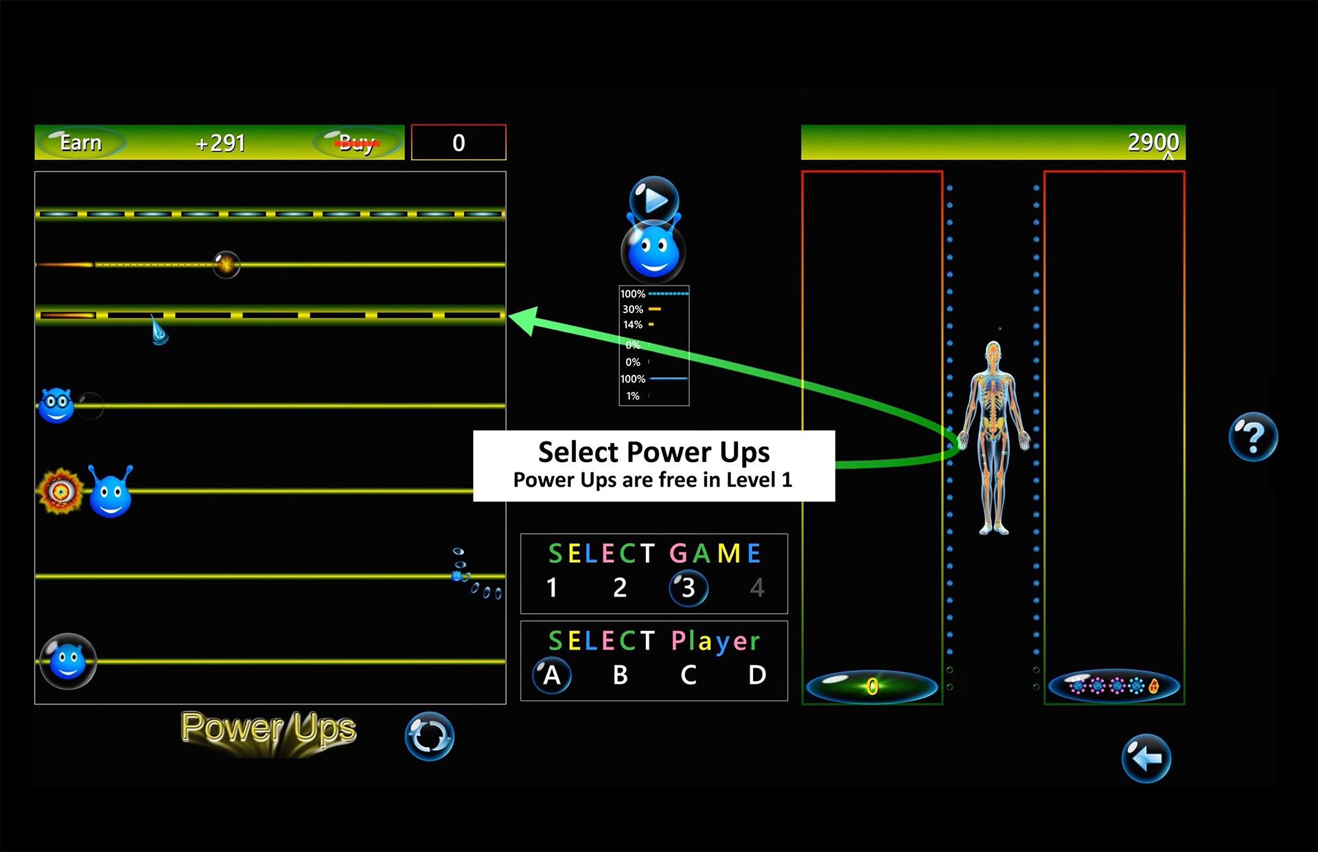 Screenshot KC Returns select power ups